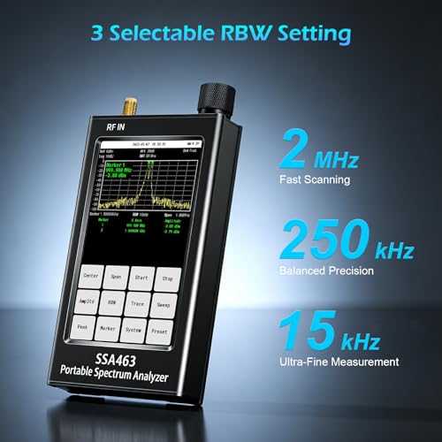 Image of AURSINC Portable Spectrum Analyzer SSA463, 35MHz - 6.3GHz Frequency Analyzer, RF Signal Generator with 4.3 inch Touchscreen, Built-in 30dB Precision Attenuator for RF Testing, Harmonic & Signals Analysis