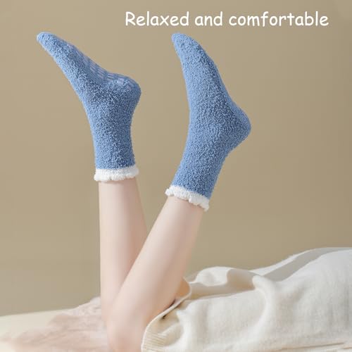 Womens Warm Fuzzy Socks Thick Fluffy Non Slip Socks Cozy Slipper Sock With Grips4