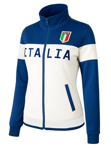 JUST 4 KICKS Women's White Italy Full Zip Track Jacket - Italia Warm-Up Jacket (AL)
