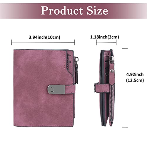 HNOOM Small Wallets for Women, Small Purse with Zipper Coin Pocket, Women's Wallet PU Leather Soft Ladies Purse Bifold Compact Womens Wallet with 16 Card Slots and Multiple Compartment (Purple-S) - Image 5