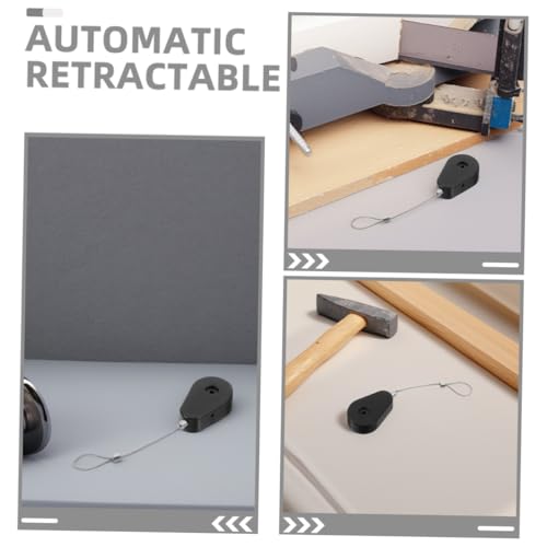 3 piezas Cable de Seguridad con Estuche Retráctil de Acero | Antirrobo, Construcción de Plástico y Acero Resistente, Acabado Negro, para Garajes y Almacenes miniatura 7