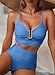 Herseas Women Popular Bikini Sets 2 Piece 2026 Beach Cutout Beautiful Bathing Suit Wire Free Push Up Swimsuit Textured V Neck Swimwear Fashion Vacation Clothes Blue XX-Large