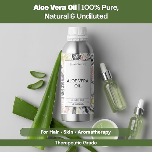 Image of VedaOils Pure Aloe Vera Oil for Hair Growth, Natural Organic Aloe Vera Hair Oil for Hair Care, Hair Fall Control & Nourishing Skin Moisturizing 100ml