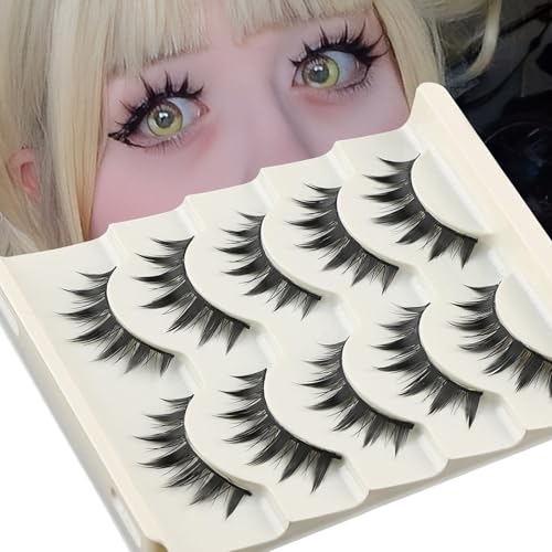5 Pairs Cosplay Manga Lashes 3D Little Devil Spiky Eyelash Cute Doll Anime Lashes Japanese Style Makeup Eyelashes Natural Look Halloween Lash Beauty Extension Tools