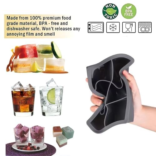 Image of CIPLA PLAST Large Ice Cube Molds, Big Round Water Ice Cube Trays for Freezer, Easy to Fill & Release (Square 6 Ccube)