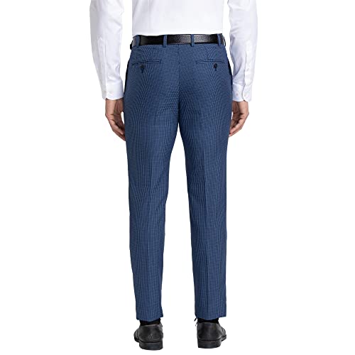 Image of Raymond Men's Polyviscose Blend Checks Pattern Slim Fit Flat Front Formal Trouser