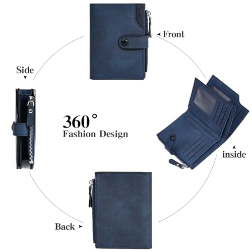 Image of Wallet for Men Large Capacity Leather RFID Blocking Trifold Wallet with 2 ID Windows and 15 Card Holders