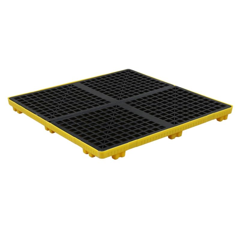 Pallet industriale impilabile per contenimento e fuoriuscite con scarico per garage giallo (2 pezzi, 120 x 120 x 10 cm)