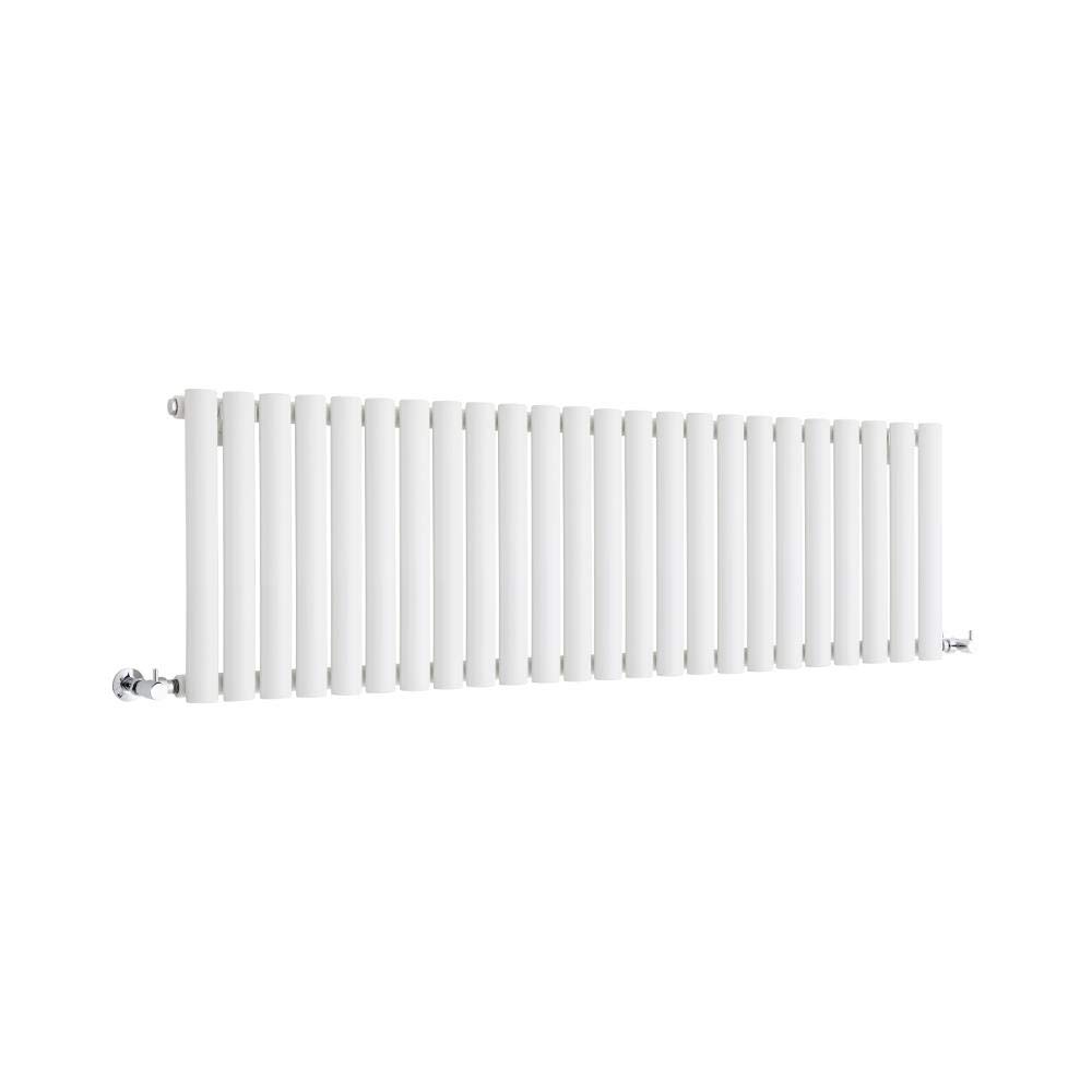 Milano White Aruba Horizontal Single Oval Panel Radiator - 400Mm X 1416Mm