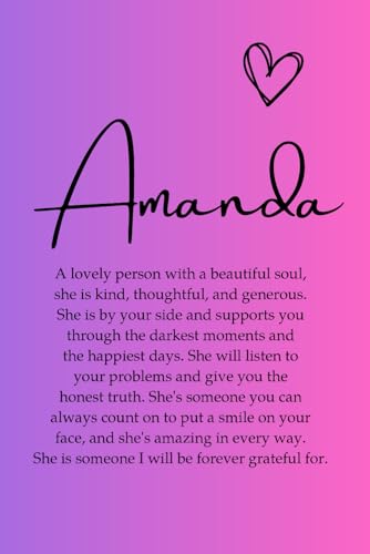 Amanda: A personalised notebook for women and girls, the perfect thoughtful birthday gift, ideal for best friends, coworkers and work colleagues