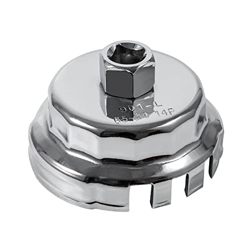 64-65mm 14 Flutes Oil Filter Wrench for Toyota Corolla/Prius, Oil Filter Removal Tool for Toyota/Lexus/Scion 1.8 Liter Engines, Fits Prius, Prius V, Corolla, Matrix, CT200h, iM, iQ, xD (901-L)