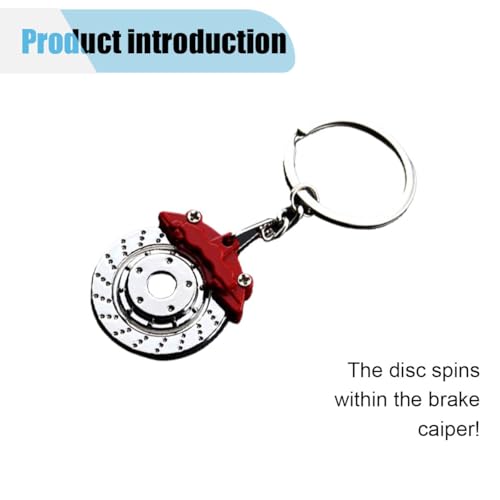 Image of JOYCOURT 5PCS Metal Car Parts Key Chain Set with Brake Rotor, Worm Wheel, Tire Rim, Spring, Manual Gear Shift Box Keychain (Style 1)