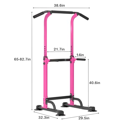 Image of SogesPower Power Tower Dip Station Pull Up Bar for Home Gym Adjustable Height Strength Training Workout Equipment,Pull Up Bar Station