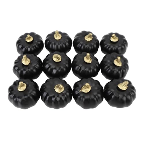 12 Pezzi di Zucche Artificiali Zucca Simulata in Schiuma Decorazioni di in Finta Decorativa Autunnale per Sfondo per Nail Art Natalizie nero