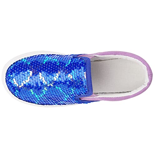 Toandon Toddler Girls Loafer Shoes Sneakers Canvas Slip On Kids Mermaid Sequins Glimmer Glitter Sparkle Low Top Non Slip Rubber Sole Lightweight Outdoor Fashion Casual Purple Size 1 #TOP1