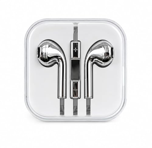 Image of 3.5mm Jack Wired Earphones | Compatible with All Android Series Noise Isolatin, Built-in Mic and Remote | Silver Chrome Electoplated Wired Headphones Earbuds (3.5mm Jack)