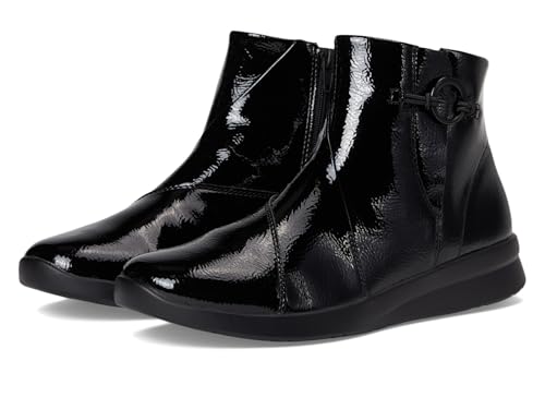 Clarks Collection Women's Ellowyn Deva Ankle Boot, Black Crinkle Patent, 9.5 M US
