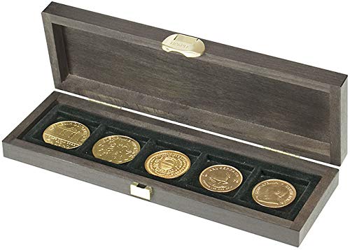 LINDNER Das Original Estuche de Madera Carus S con 5 ahondamientos para Monedas con un diámetro de hasta 40 mm