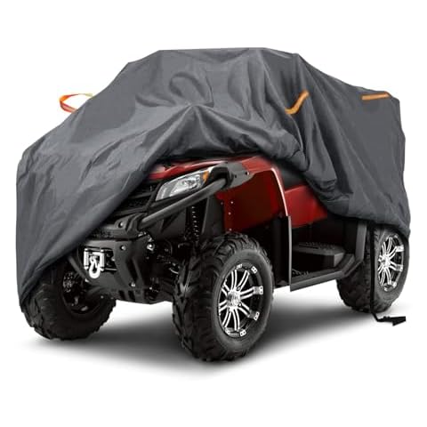 OVCRNIBI ATV Cover Four Wheeler Quad Cover Waterproof Heavy Duty Windproof Outdoor All Weather Protection Universal Cover for go Kart,Polaris, Kawasaki, Arctic Cat, Honda, Yamaha (76 x33 x45-Grey) Cover
