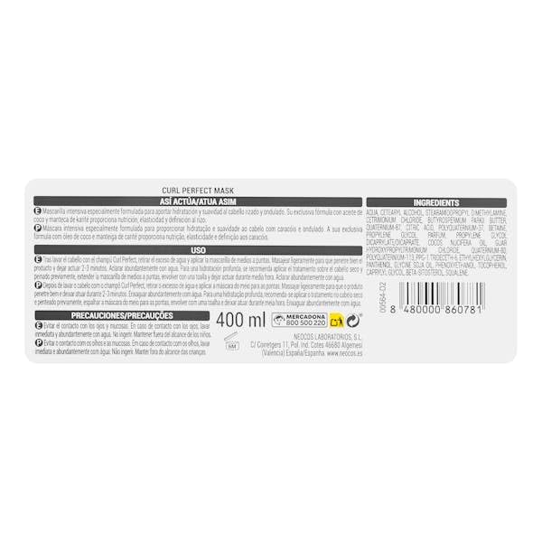 Shampoo + maschera con risciacquo + maschera senza risciacquo | Confezione Curl Perfect Deliplus capelli ricci adatto per metodo curly | 400+400+200 ml