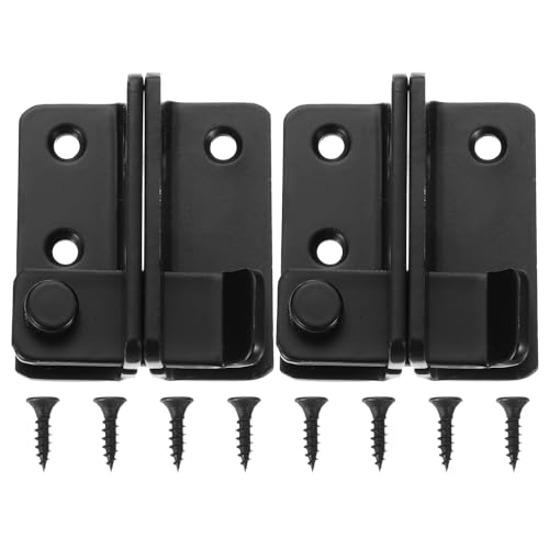 PATIKIL Pestillo deslizante para puerta abatible, paquete de 2 cierres deslizantes derechos, cerradura de puerta de acero inoxidable con tornillos para armario, baño, garaje, color negro