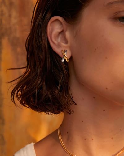 Two Tone Hoop Earrings For Women Statement Gold And Silver Earrings Mixed Metal Earring3