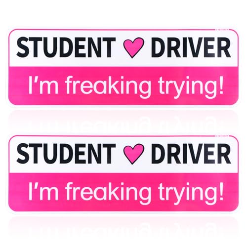 Image of JIEYAO 2Pcs Student Driver Magnet for Car, Removable Novice Driver Safety Attention Sign, I'm Freaking Trying! Magnetic Car Sticker Reflection Magnetic Bumper Stickers for New Student Learner Driver