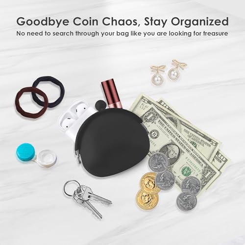Image of Coin Purse for Women - Silicone Small Coin Pouch with Kiss Lock for Coins, Keys, Lipstick, and Earphones - Mini Cute Change Purse, Coin Purse & Pouch for Daily Life, Cars, Travel, Party