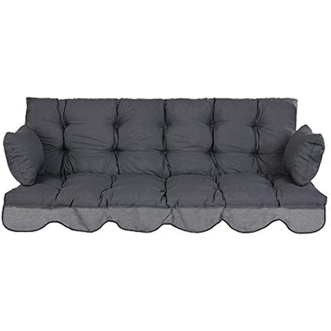 Patio Hollywoodschaukel Auflage 170x50 Bankauflage grau Sitzkissen Rückenlehne Seitenkissen gesteppt Bora Cover