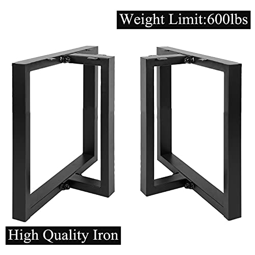 Image of HOMEKAYT Metal Coffee Table Legs 16''x 11'' - Heavy Duty for Bench, TV Stand - Set of 2 - Black