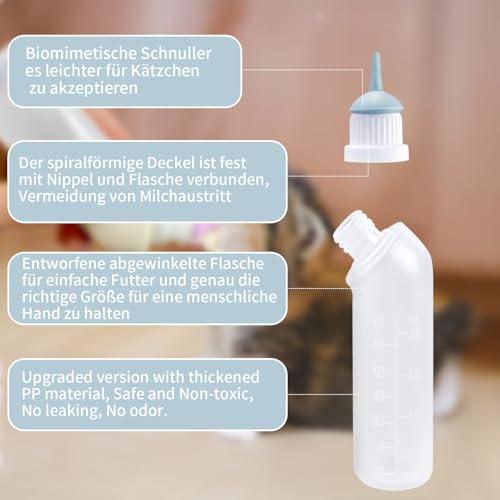 Yoolight 20PCS Haustier Stillflasche mit grauem Ersatz Mini Nippel Fütterungsflasche, Fütterungs-Kit für Kätzchen Welpen für Neugeborene Kätzchen, Welpen, Kleintiere,