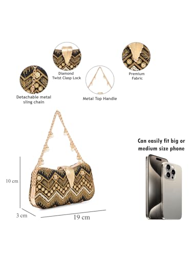 Image of TOOBA Handicraft Clutch Purse For Women with Sleek Design Embroidered Clutch| Trendy Stylish Bridal, Party, Wedding Sling Bag