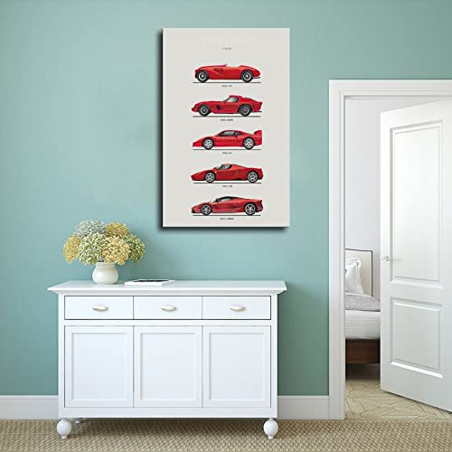 Ferrari Poster Walls Canvas Car Posters Wall Art Canvas For Boys Room Banner For Mancave Garage Bedroom Or Dorm Framed Poster Vintage Unframe-Style 12X18Inch(30X45Cm) #TOP3