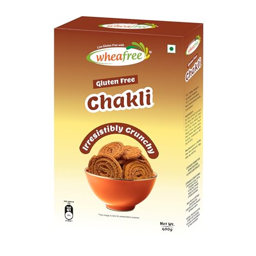 Image of Wheafree Gluten Free Chakli (Murukku) (Pack of 2 x 400 g) | Lactose Free | Delicious, Ready to Eat | Tasty Crispy and Crunchy Savory| Best Snacks for Tea /Coffee