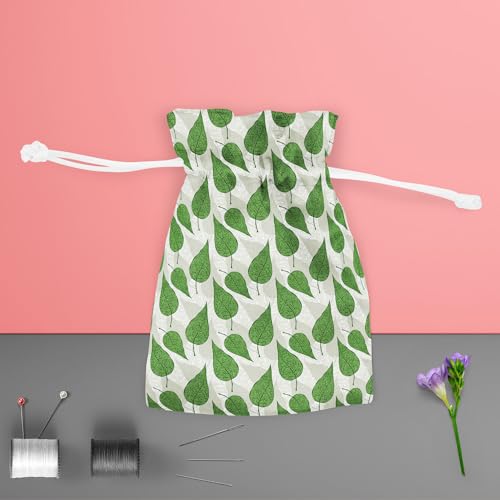 Image of ArtzFolio Hand Drawn Green Leafs | Pouch Wrist Potli Bag | Bag for Weddings & Casual Parties
