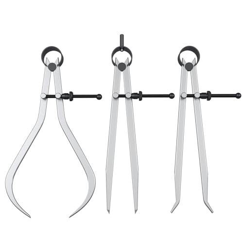 HDLNKAK 3 Pieces Spring Caliper/Divider Set, Carbon Steel Long Inside and Outside Divider Caliper 8-Inch, Adjustable Lockable Spring Wing Calipers for Wood Turning and Lathe Work