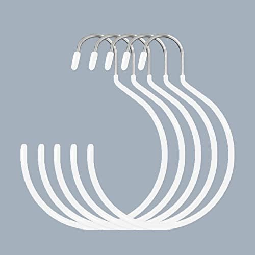 iTGOOS 5 pieces belt rings tie holder Circle Shape Clothes Hanger Multifunction Scarf with hook belt rings hangers for Wardrobe Ties Scarves Belt Handbags (White), TGGB-YGGG-5P,7.87 x 5.24 inches