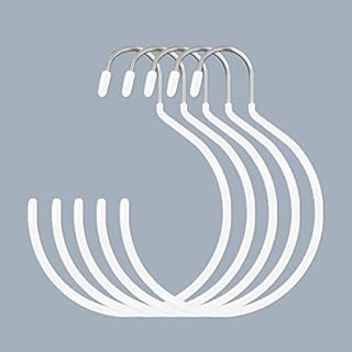 iTGOOS 5 pieces belt rings tie holder Circle Shape Clothes Hanger Multifunction Scarf with hook belt rings hangers for Wardrobe Ties Scarves Belt Handbags (White), TGGB-YGGG-5P,7.87 x 5.24 inches