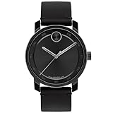 movado group Tamaño de la caja: 41 mm Movado Bold 3600918 Access - Reloj para hombre con esfera negra y correa de cuero negro, Negro -