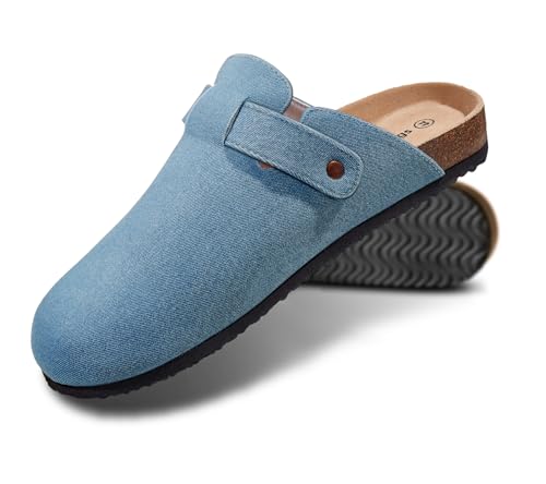 Image of KEMISANT Men Clogs-Comfortable Suede Mules Slippers Sandals Nurse Potato Shoes Unisex-Cushioned Cork-Footbed