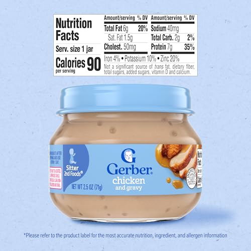 Gerber Mealtime for Baby 2nd Foods Baby Food Jar, Chicken & Gravy, Non-GMO Pureed Baby Food with Essential Nutrients, 2.5-Ounce Glass Jar (Pack of 20 Jars) - image 3