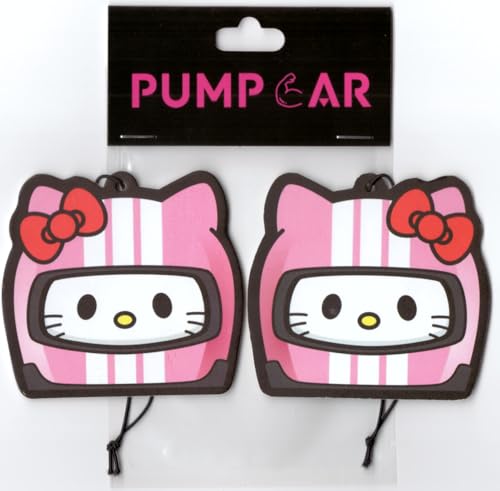 Image of PumpCar 2 pieces double-sided Hello Kitty helmet hanging cartoon cherry-scented funny car air freshener Cool hanging for rearview mirror Car Interior Accessories Gifts