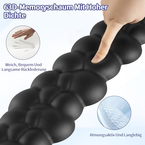 Sushret Wolkenförmige Handballenauflage für Tastatur, ergonomische Tastatur-Handauflage aus PU-Leder mit Memory-Schaum gegen Müdigkeit, Schreibtisch Zubehör für Büro, PC & Gaming – Schwarz