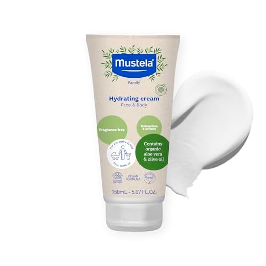 Mustela Certified Organic Hydrating Cream - Natural Body Lotion w/Olive Oil, Aloe Vera & Sunflower Oil - For Baby, Kid & Adult - Fragrance Free, EWG Verified & Vegan - 5.07 oz. - Packaging may vary