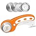 O'woda 5 Piezas Cúter Rotativo 45mm Kit, con 4 Cuchillas de Repuesto para Cortador Giratorio, Multicolor, Rotary Cutter para Tela Patchwork, Costura, Manualidades, DIY (Naranja)