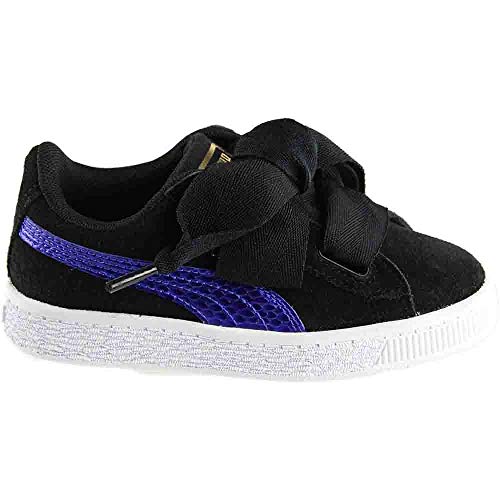 PUMA Unisex-Kids Suede Heart Snk,Puma Black/Baja Blue,11 M US Little Kid2