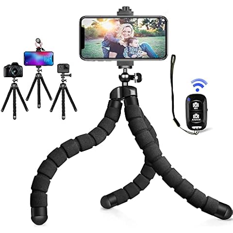 Phone Tripod, Portable and Flexible Cell Phone Tripod Stand with Remote, Travel Mini Tripod for iPhone 13 12 11, GoPro, Compact Digital Camera, for Video Recording Cover