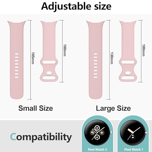 Pixel Watch Band, Silicone Band for Google Pixel Watch, Breathable Lightweight Waterproof Replacement Wristband for Pixel Watch Adjustable Strap for Men Women