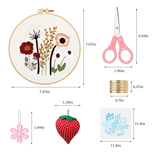 Zocone 4 Set Embroidery Kit For Beginners, Embroidery Starter Kit With Pattern And Instruction, Cross Stitch Kits Include Embroidery Hoop And Complete Embroidery Tools, Needlepoint Kit For Adults (C) #TOP2