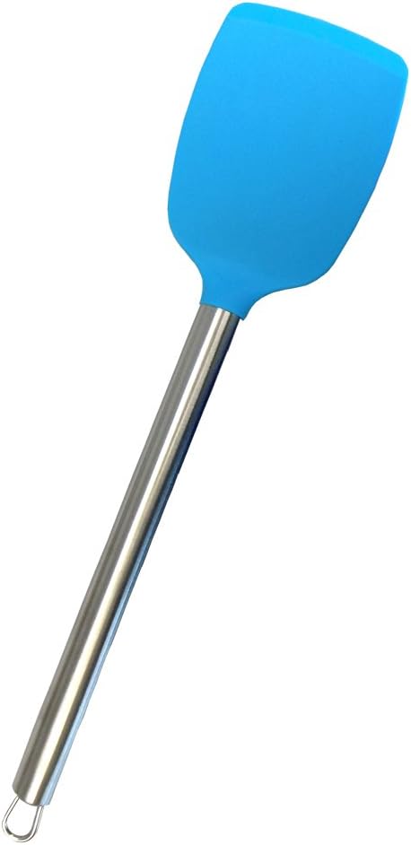 Kitchen Utensils Large Silicone Serving Mixing TURNER SPATULA with Heat Resistant Silicone and Stainless Steel Handle. BLUE
